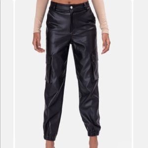 Women’s Adika, SHEIN, XS, faux leather cargo pants, jogger bottom, NWT
